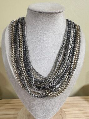 Lia Sophia Multi-Chain Necklace in Silver and Gold